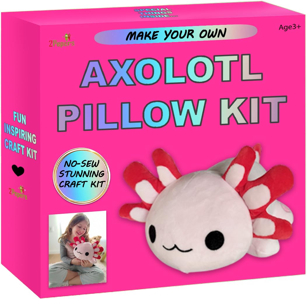 Amazon.com: Make Your Own Axolotl Plush Pillow Kit Arts and Crafts