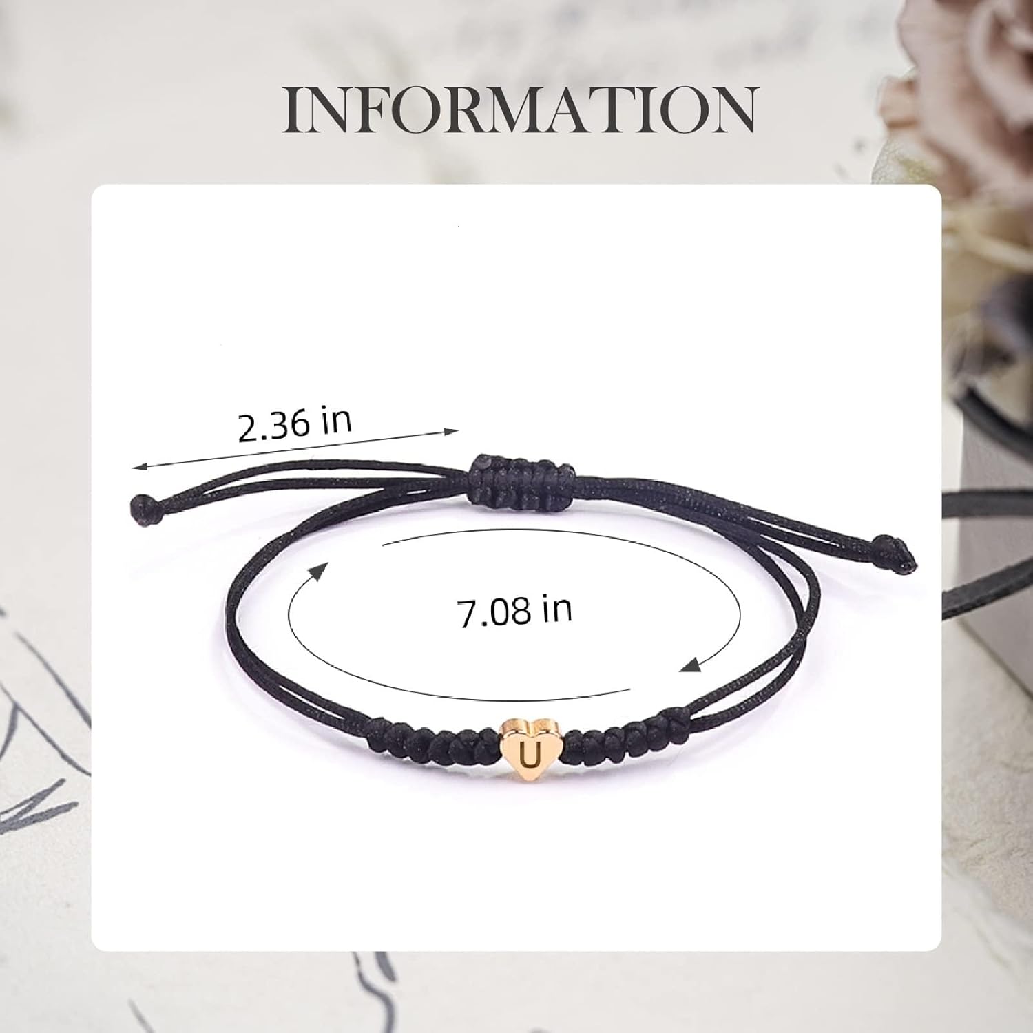 Black Initial Bracelet Initial C Charm Letter Bracelets for Women Men Teen Girls Handmade Rope Braided Initial Bracelets Heart Letter Woven Bracelet Graduation Mothers Day Gifts for Mom(C) - Image 2