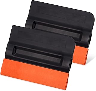 EHDIS Vinyl Squeegee 4 inch Vinyl Scraper Tool Window Tint Tool Decal Application Tool Double Suede Soft Felt Edge Squeegee for Car Wrapping- 2 Pcs