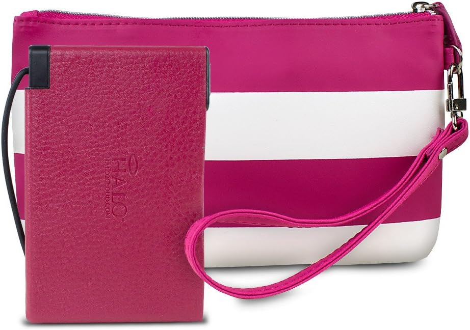Halo Power Wristlet with RFID Protection, Pink/White