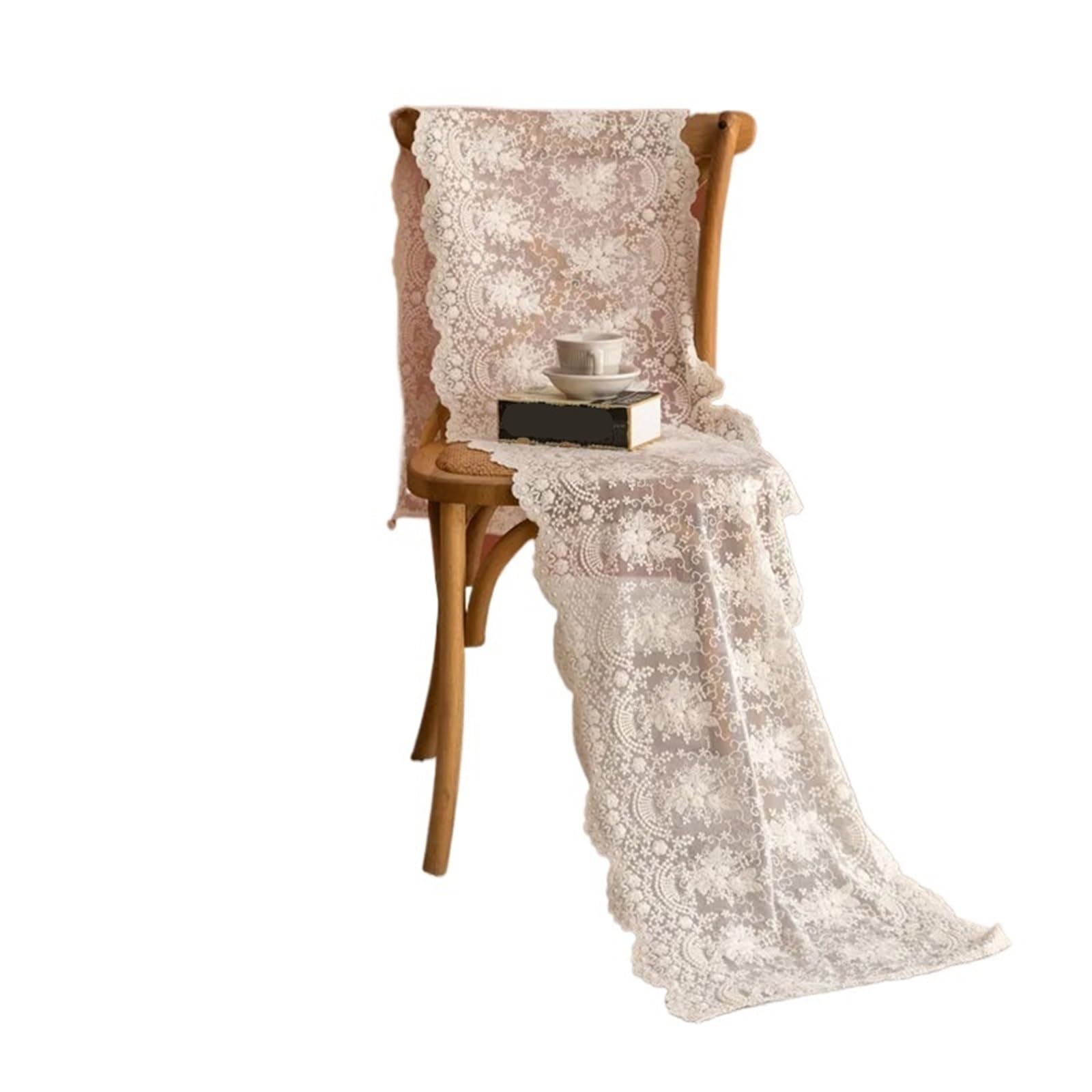3pcs Vintage Lace Floral Table Runner Tablecover Tablecloth Hotel Home Birthday Wedding Party Banquet Decor For Home Party Decor(Beige,40x140cm)