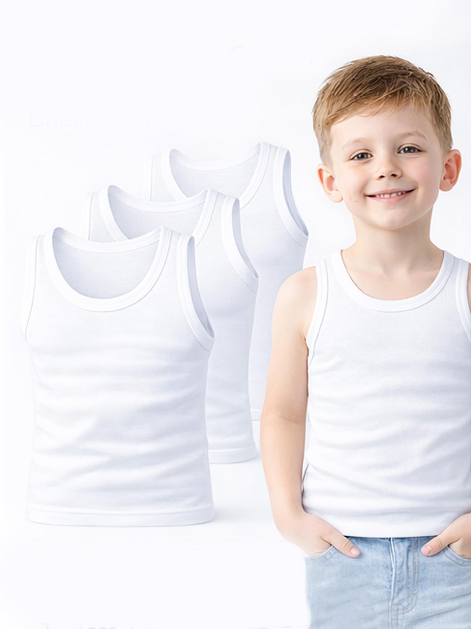 bodycare Boy's 100% Cotton Vest Regular Fit | Pack of 3 | Skin Friendly | Lightweight | Sleeveless | White Colour-picture-39
