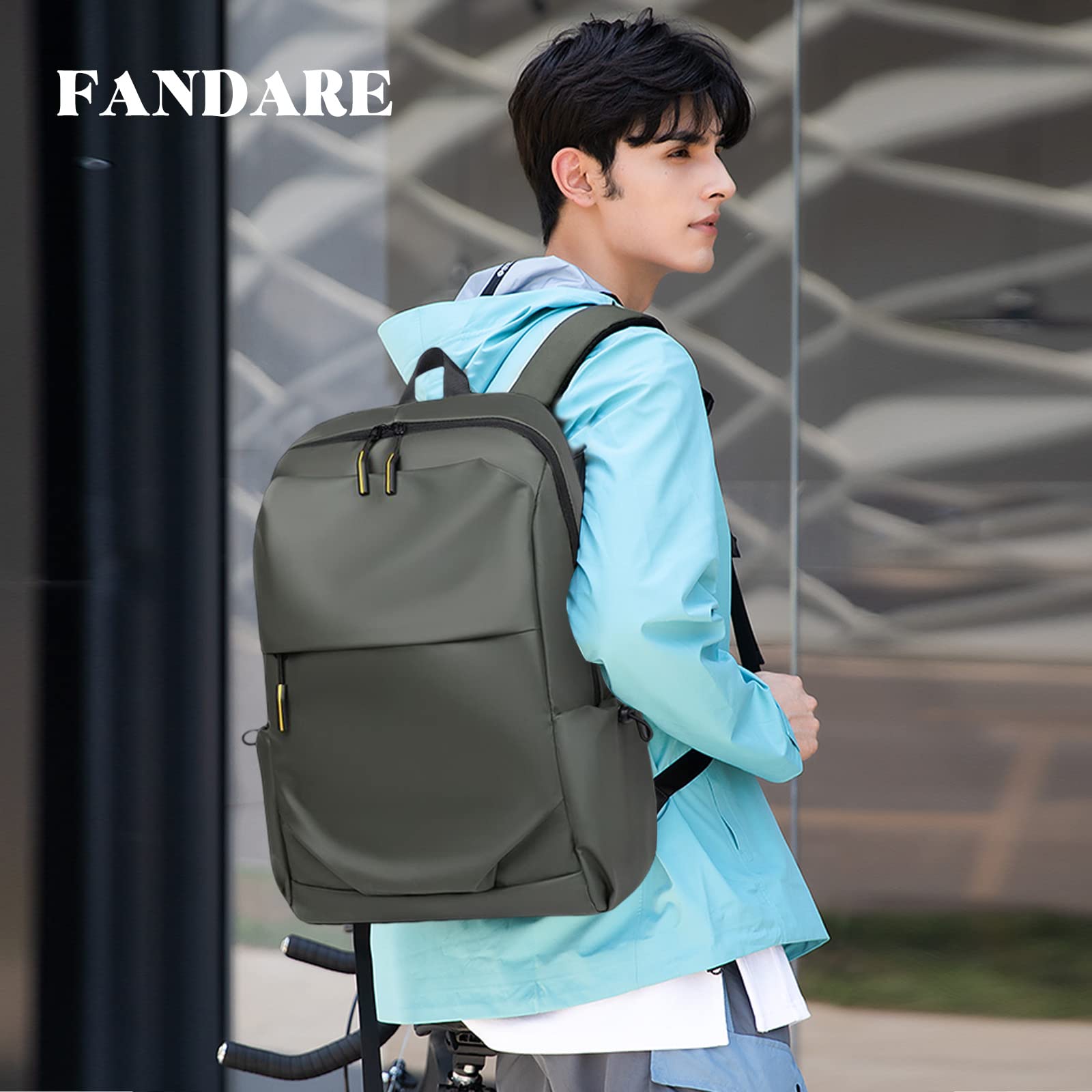 FANDARE Zaino Casual Uomo per Attività Commerciale e Scuola - Ultraleggero, Borsa a Tracolla, PC Zainetto Verde
