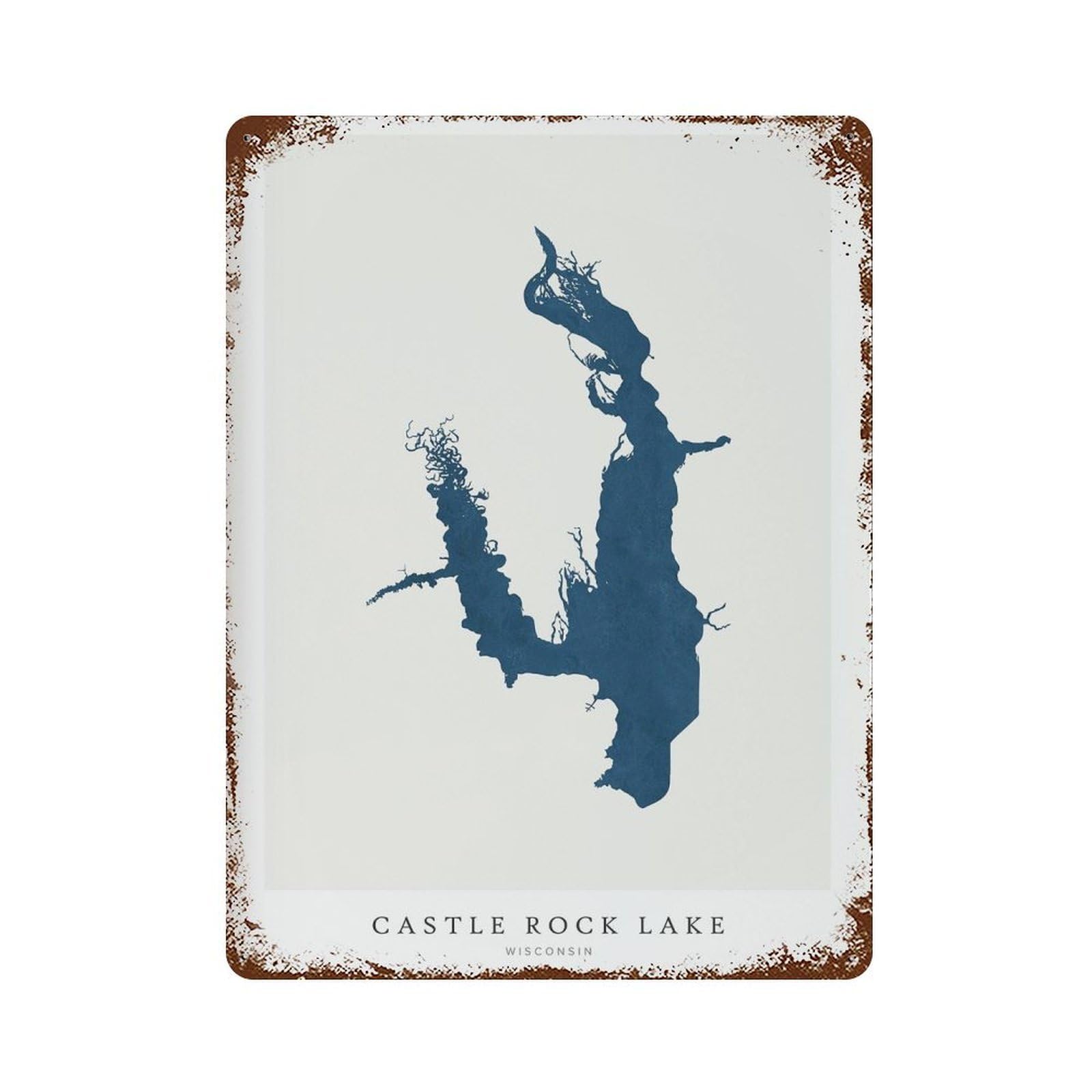 xiaoxiaoshen Castle Rock Lake Map Wisconsin (2) Wall Decor Art Metal Tin Poster Modern Home Decor Art Home Bar Shop Decorations Vintage Sign 40x30cm