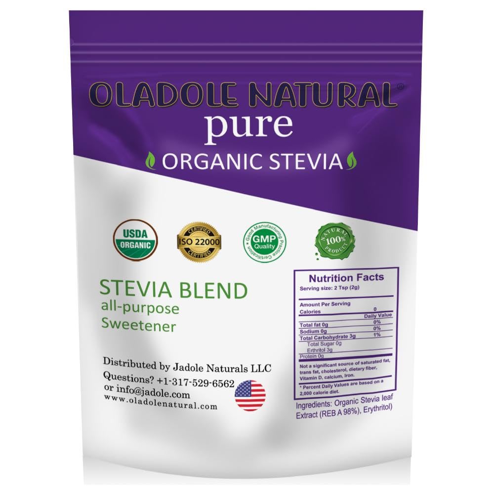 Organic Stevia Sweetener Blend- 200g | Supports Blood Sugar Level, Weight Management | Plant- Based Keto Friendly Sugar Substitute | Low Glycemic & Carb Free, Non- GMO