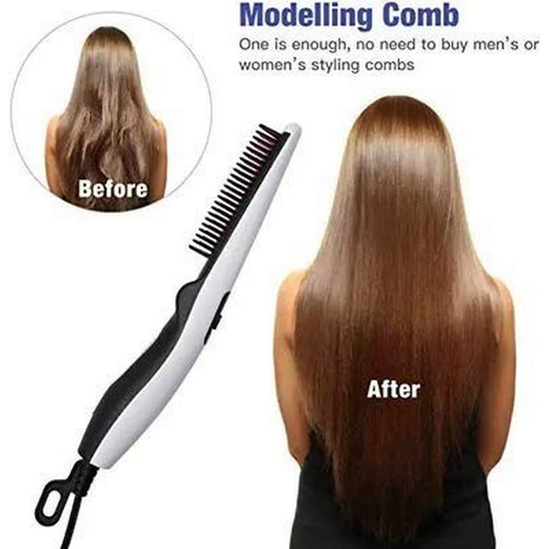 UGU ZONE V2 Multifunctional Quick Beard Electric Hair Styler Comb For Men With Side Hair Detangling, Curly Hair Straightening For Beard Style(White) 2