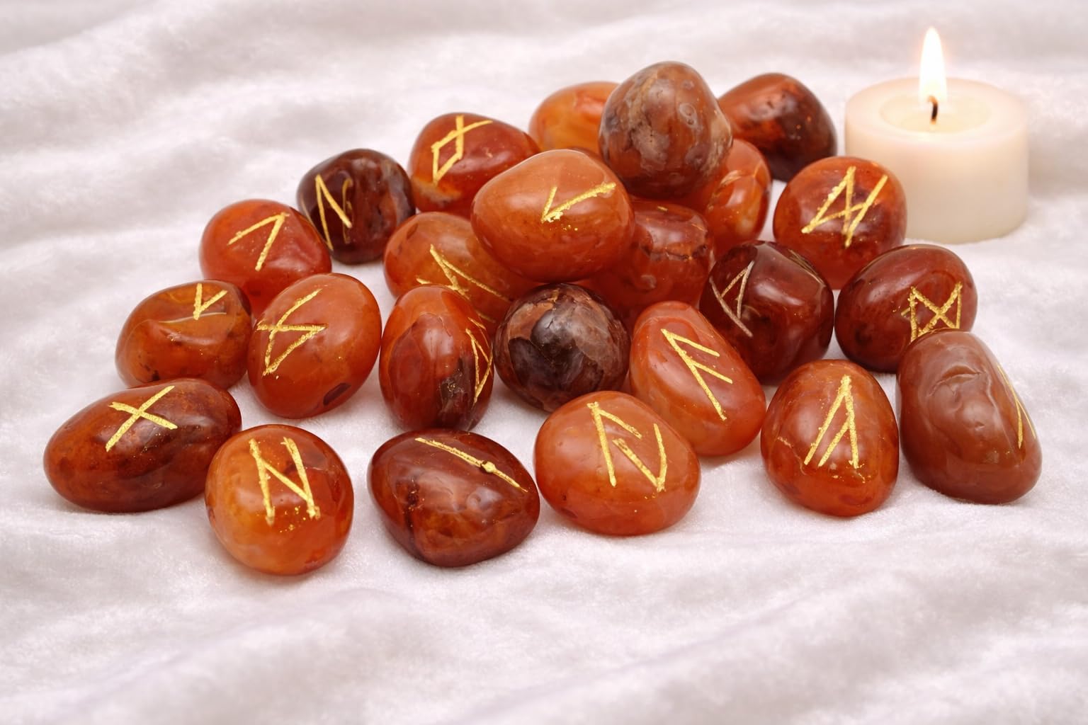 Whitewhale Carnelian Rune Stones Tumbled Engraved Lettering Crystal Set Healing Chakra Reiki