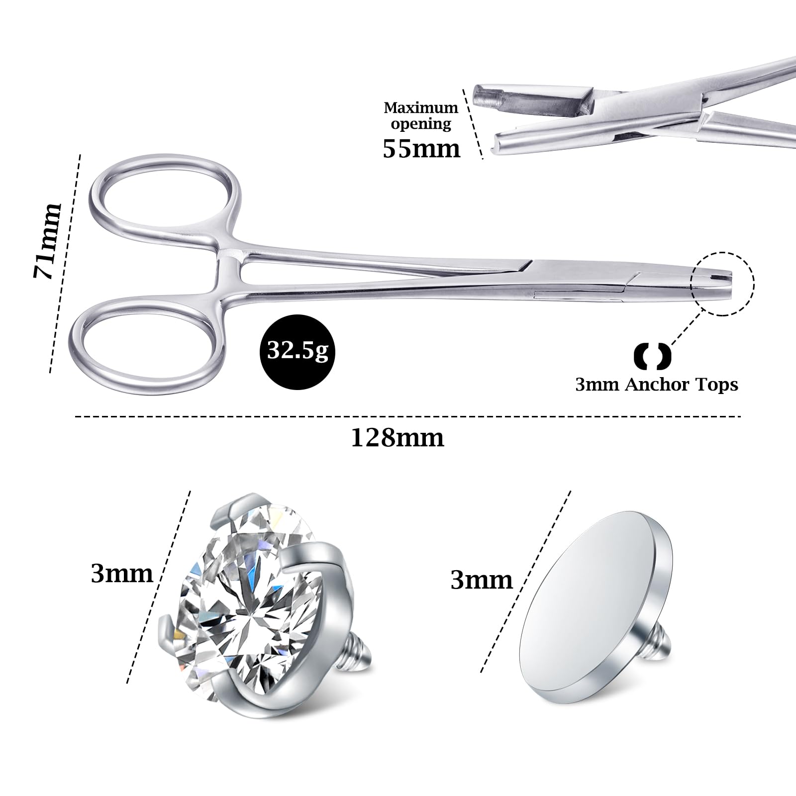 AceFun Piercing Zange 3mm – Zum Einfachen Öffnen Und Wechseln Von Kugeln & Piercing-Schmuck
