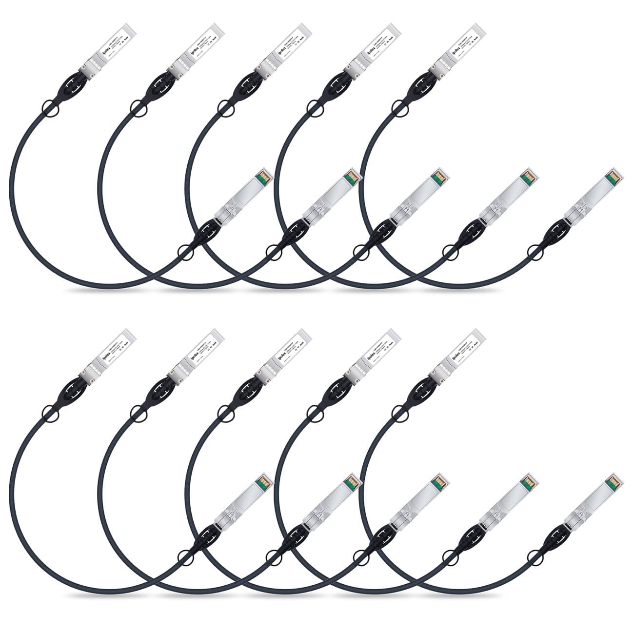 ipolex Kabel miedziany 10G SFP+, SFP+ DAC, 10GBASE-CU kabel miedziany z bezpośrednim podłączeniem, pasywny kabel Twinax 10 Gb/s kompatybilny z Cisco, Ubiquiti, Meraki, Mikrotik, Intel i innymi. 0,25