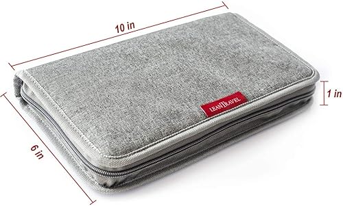 Miniatura 4 de LeanTravel Pastillero organizador para viajes con cartera de pasaporte, color gris, tamaño extra grande para viajes de 7 a 28 días