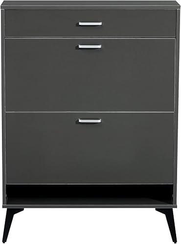 Armarios de almacenamiento de zapatos, organizador de zapatos independiente con 2 cajones abatibles para entrada, estrecho de 3 niveles para entrada