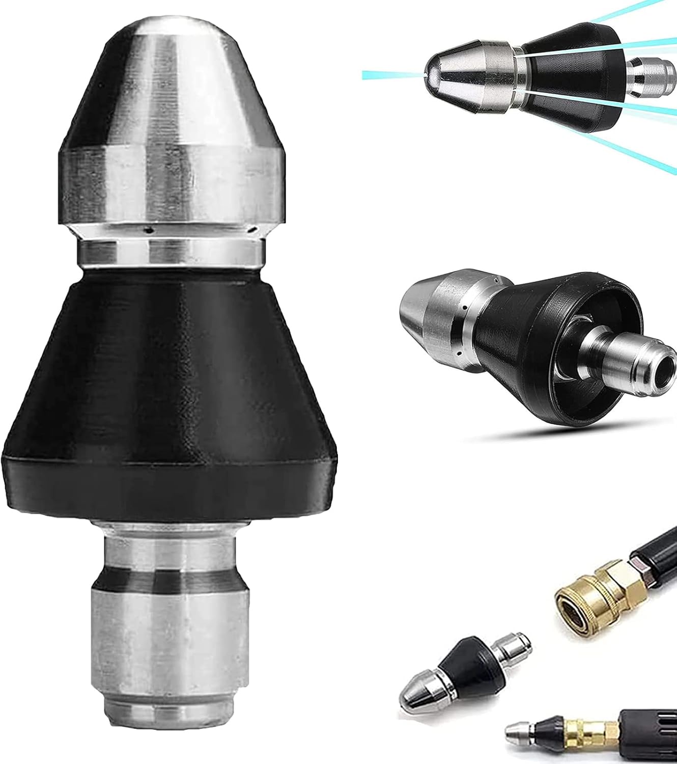 Cleaning Tool Highpressure Nozzle,Reverse Airflow Nozzles,Sewer Jetter Kit for