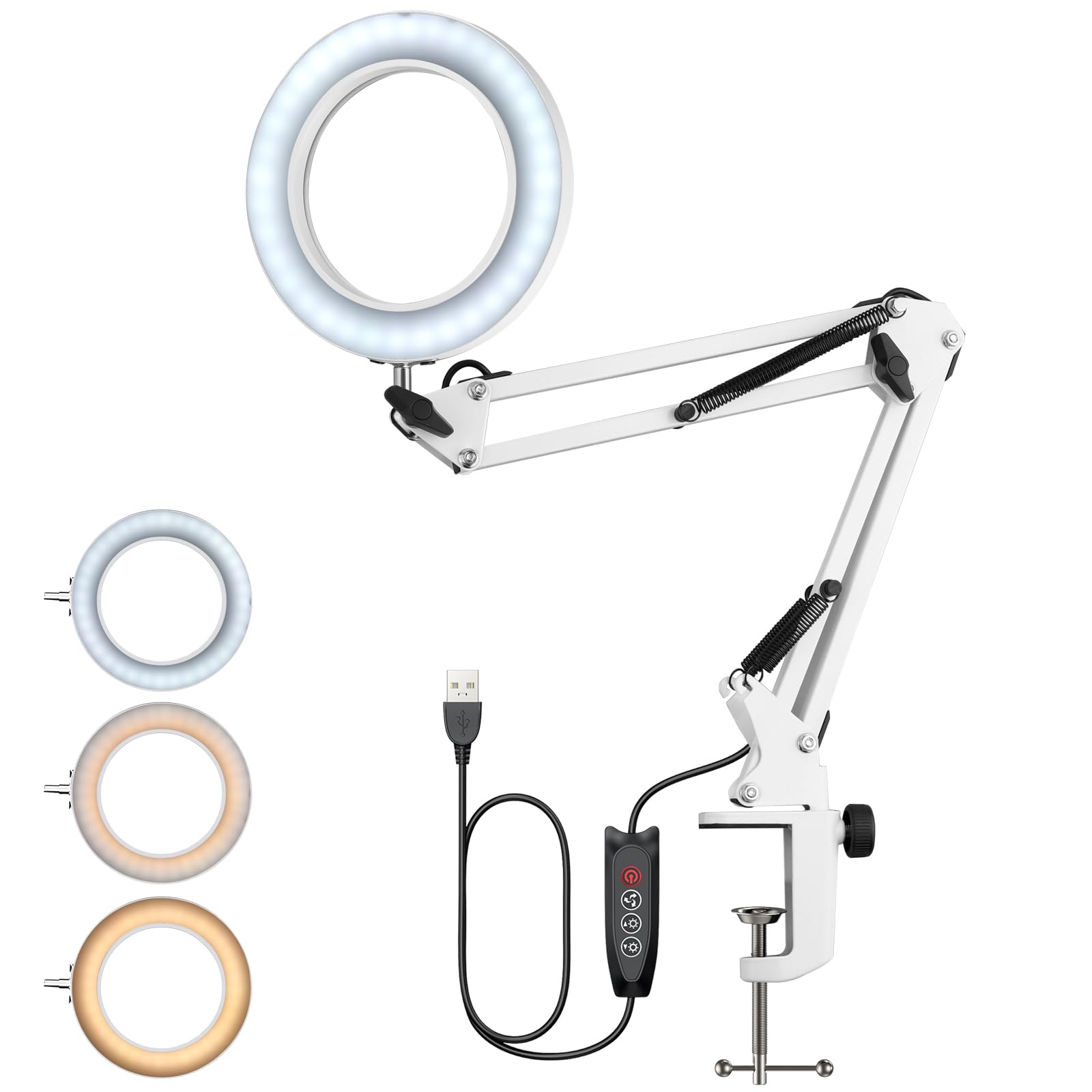 YGiTK Lupenlampe Mit Schwenkarm - 8x Vergrößerung Für Werkbank