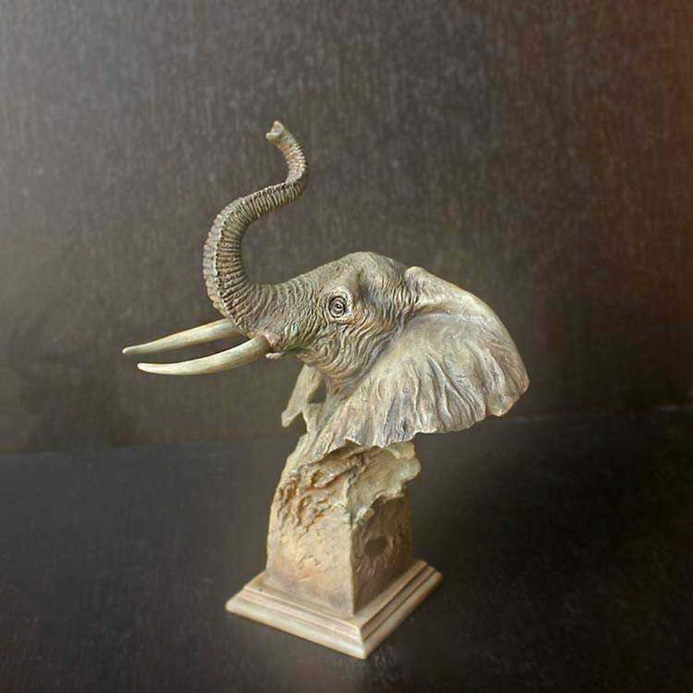 Escultura de cabeza de elefante, modelo de cabeza de animal, estatua de busto de simulación, resina, manualidades, colección de arte, buena decoración