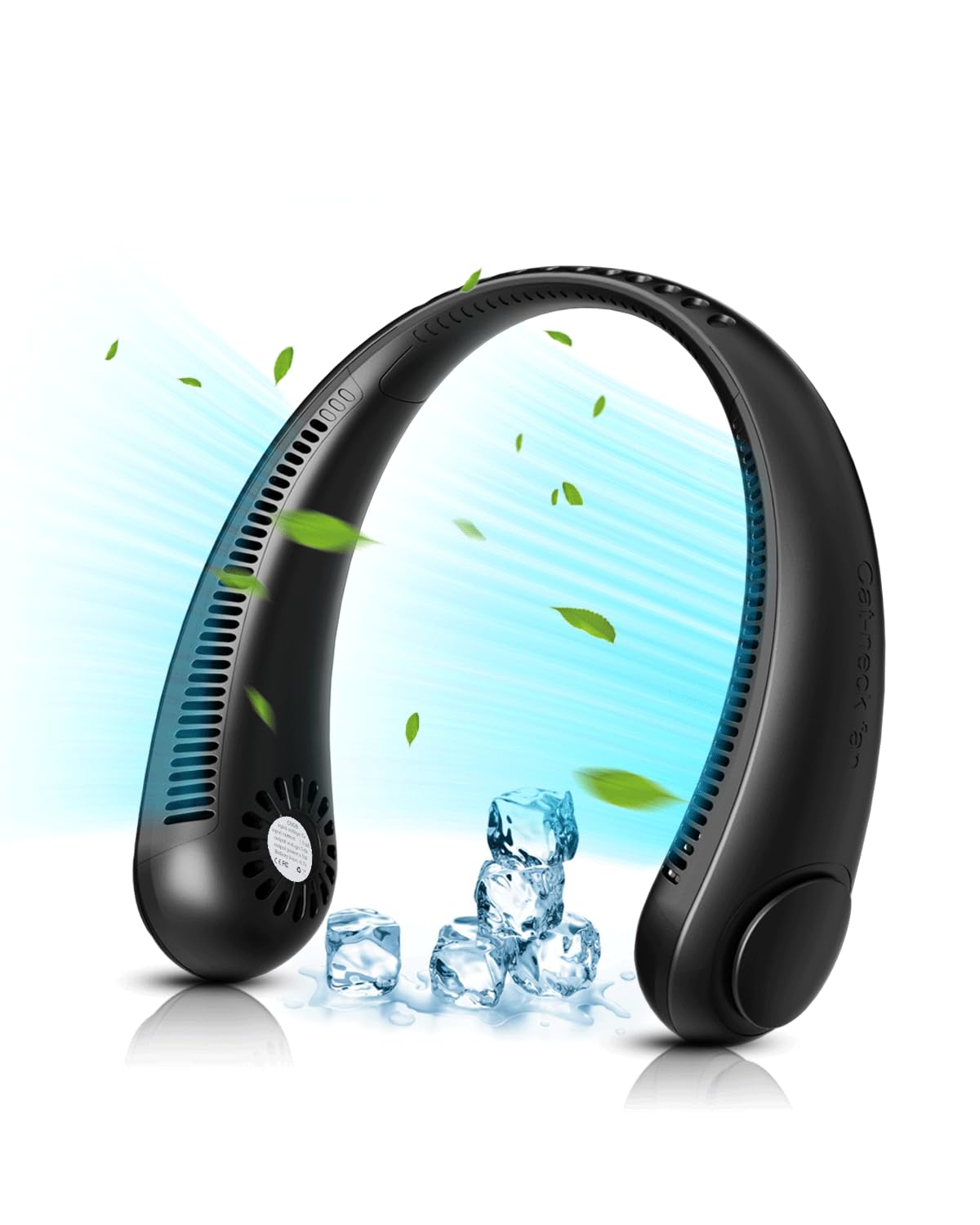 BeautySay ABC Neck Fan, Portable Neck Fan USB Rechargeable, Hands Free Bladeless Personal Fan with 360°Cooling Airflow, 3 Wind Speed for Home Office Travel Sports Outdoor Summer