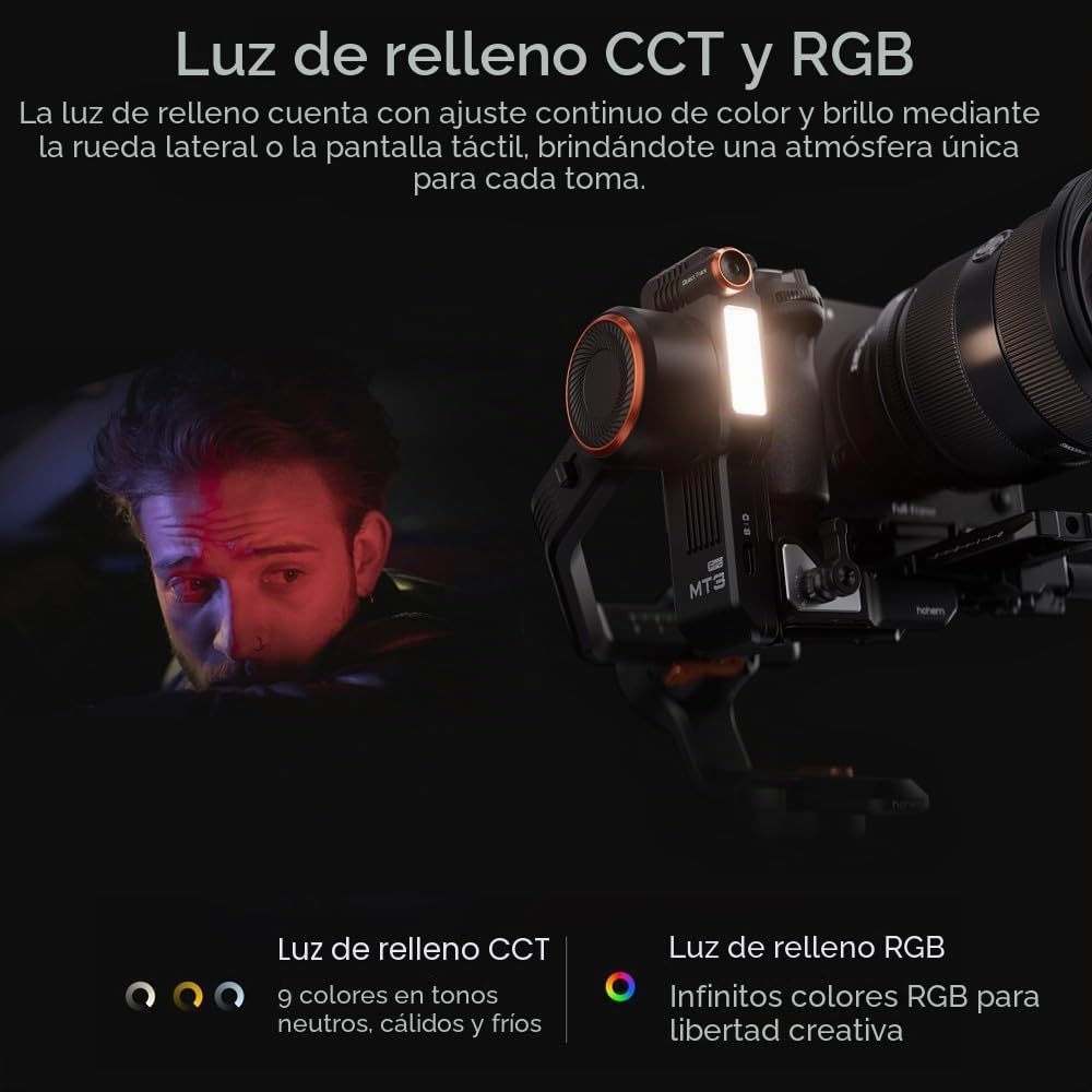 Hohem iSteady MT3 Pro Estabilizador Gimbal, 3 Ejes con Seguimiento IA, CCT | Mando con Pantalla Táctil Extraíble,Carga útil 2.5kg para Sony Canon Fujifilm Nikon Lumix, Cámaras de Acción y Smartphone