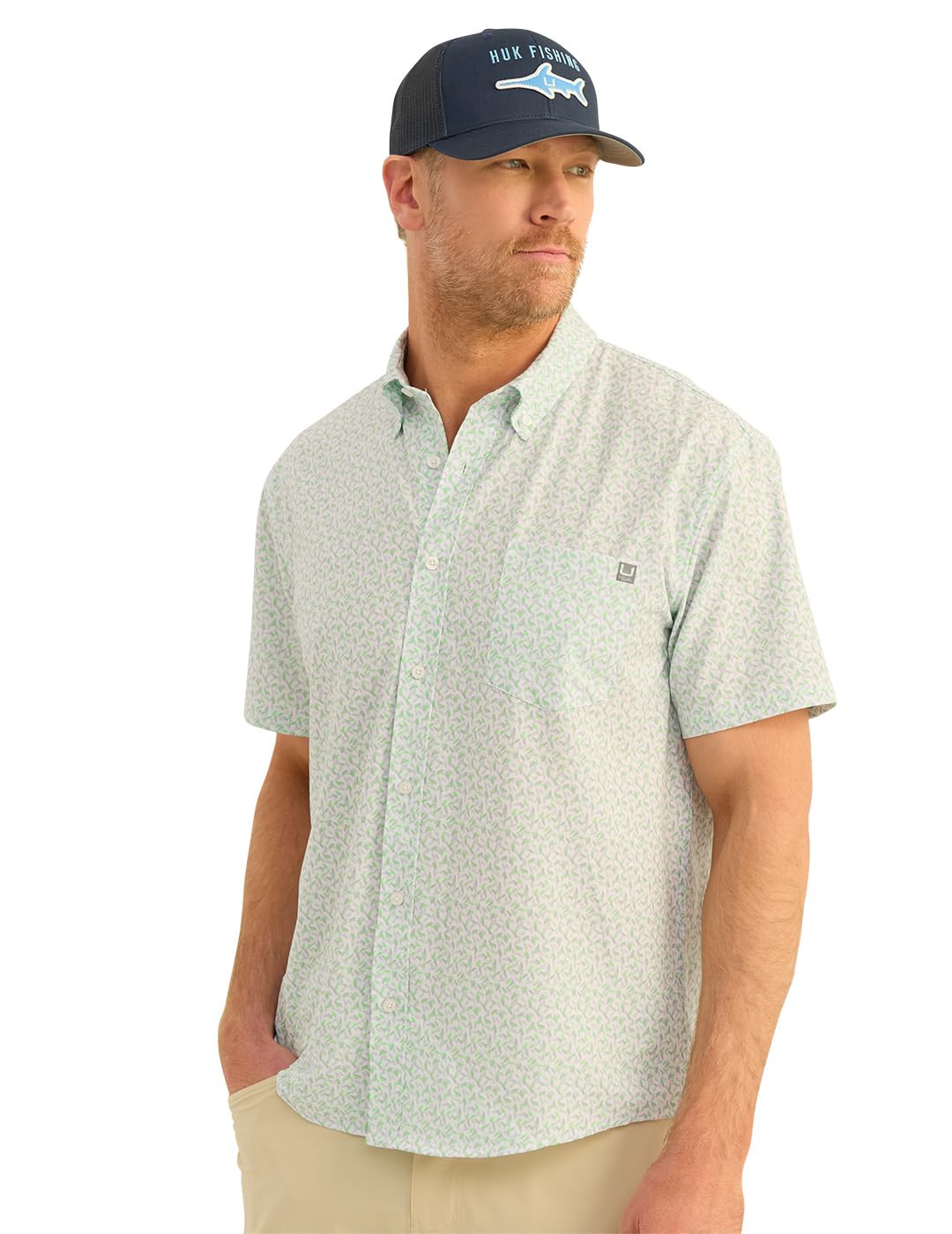 HUK - Men's KC Scott Patterned Kona Shirt, Performance Button Down Shirt