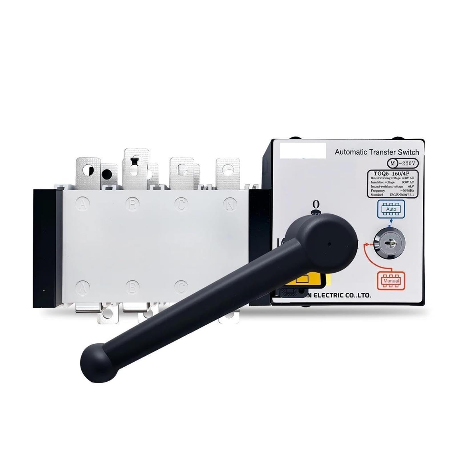 4P 160A ATS PC clase Doble potencia Interruptor de Transferencia Automática Selector eléctrico 400V AC Auto o Manual 2 entradas 1 bloqueo de salida