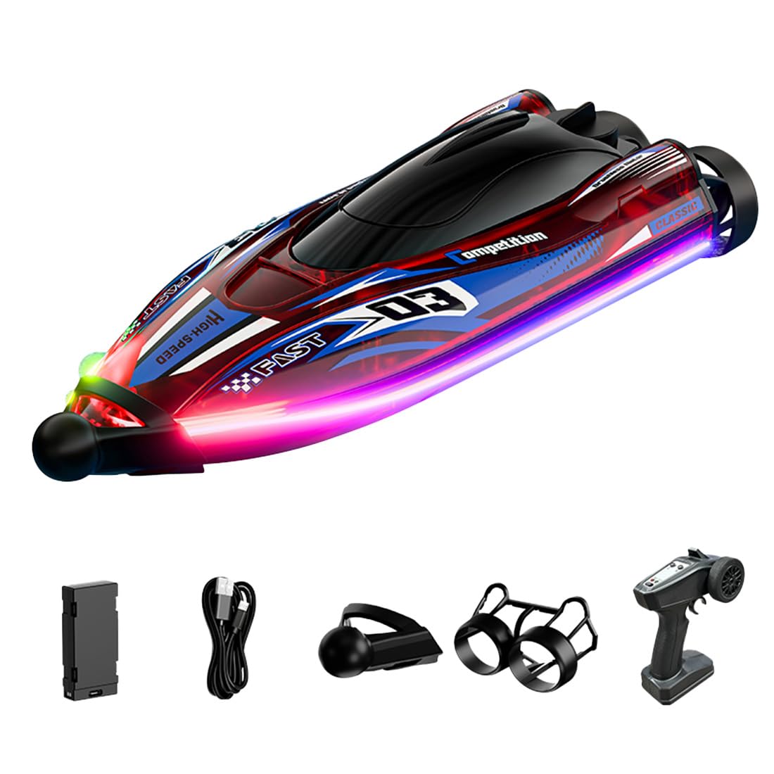 Portaaviones RC para piscina y lago, 2,4 GHz, barco de guerra teledirigido con función de pulverización de cañón de agua, barco militar eléctrico impermeable con motor doble, velocidad alta/baja