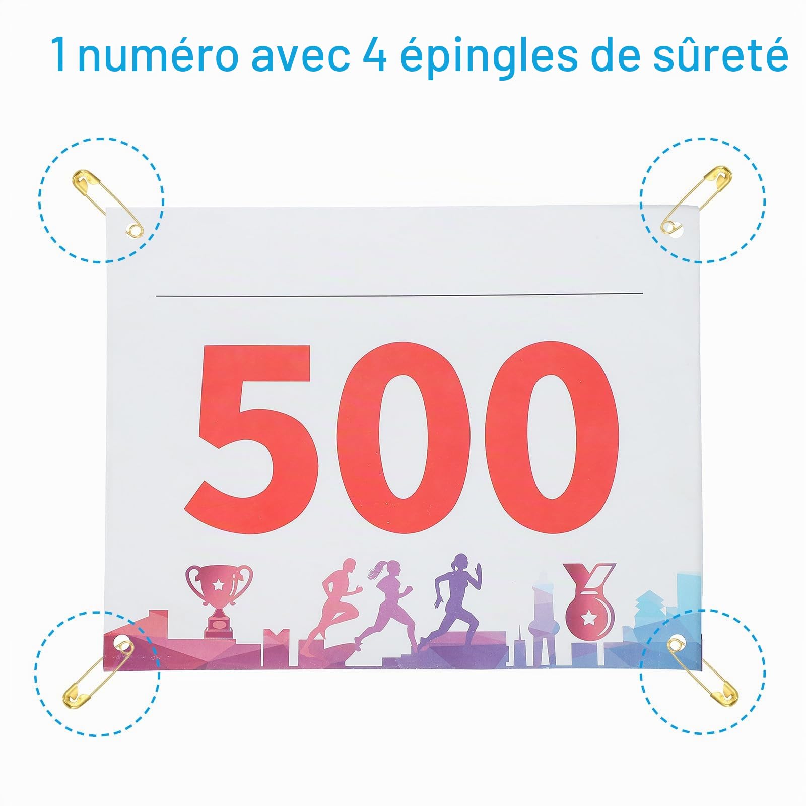 PATIKIL Numéros de Dossard de Course Indéchirables 7X6 Pouces, 401-500 Médailles Numéros de Compétiteur de Course Imperméables avec Épingle de Sûreté