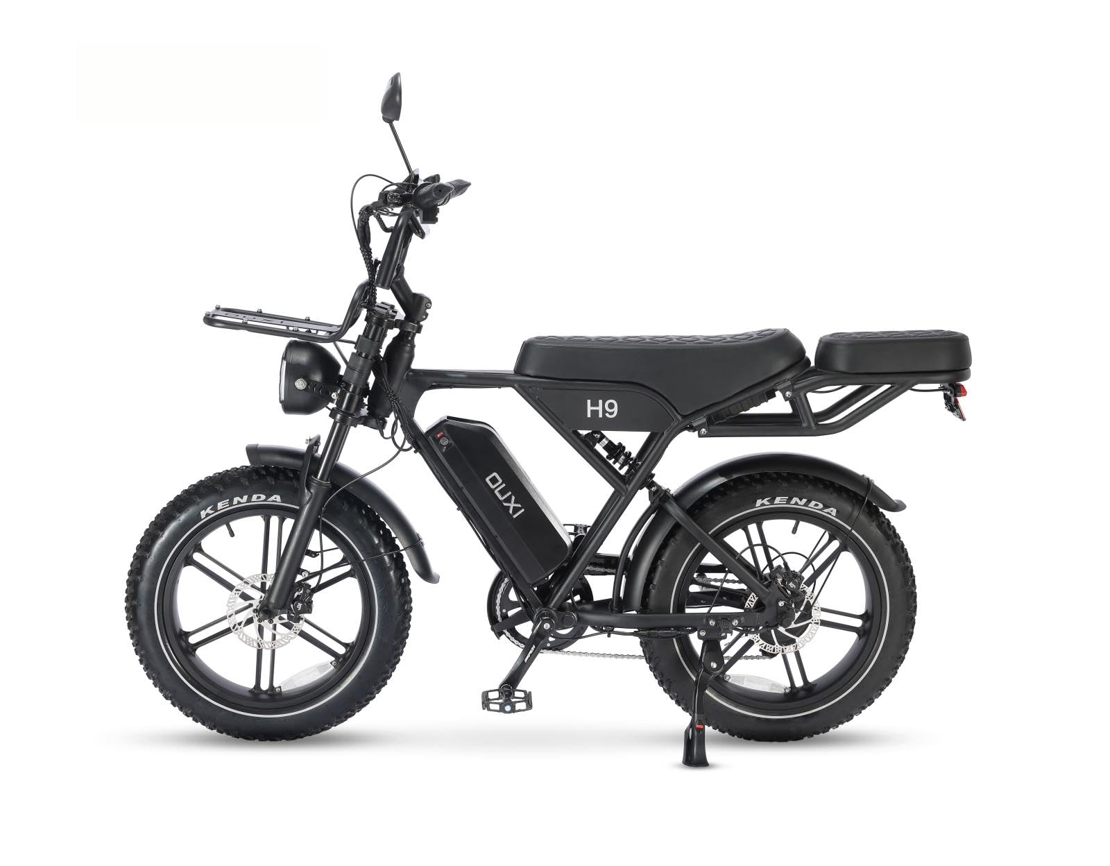 OUXI H9 E-Bike 20 Zoll Fatbike Elektrofahrrad Pedelec, 250W Motor 60Nm, 48V 15Ah Akku 60km, Hydraulische Scheibenbremsen, Vollfederung, Gepäckträger vorne & hinten, mit Blinker