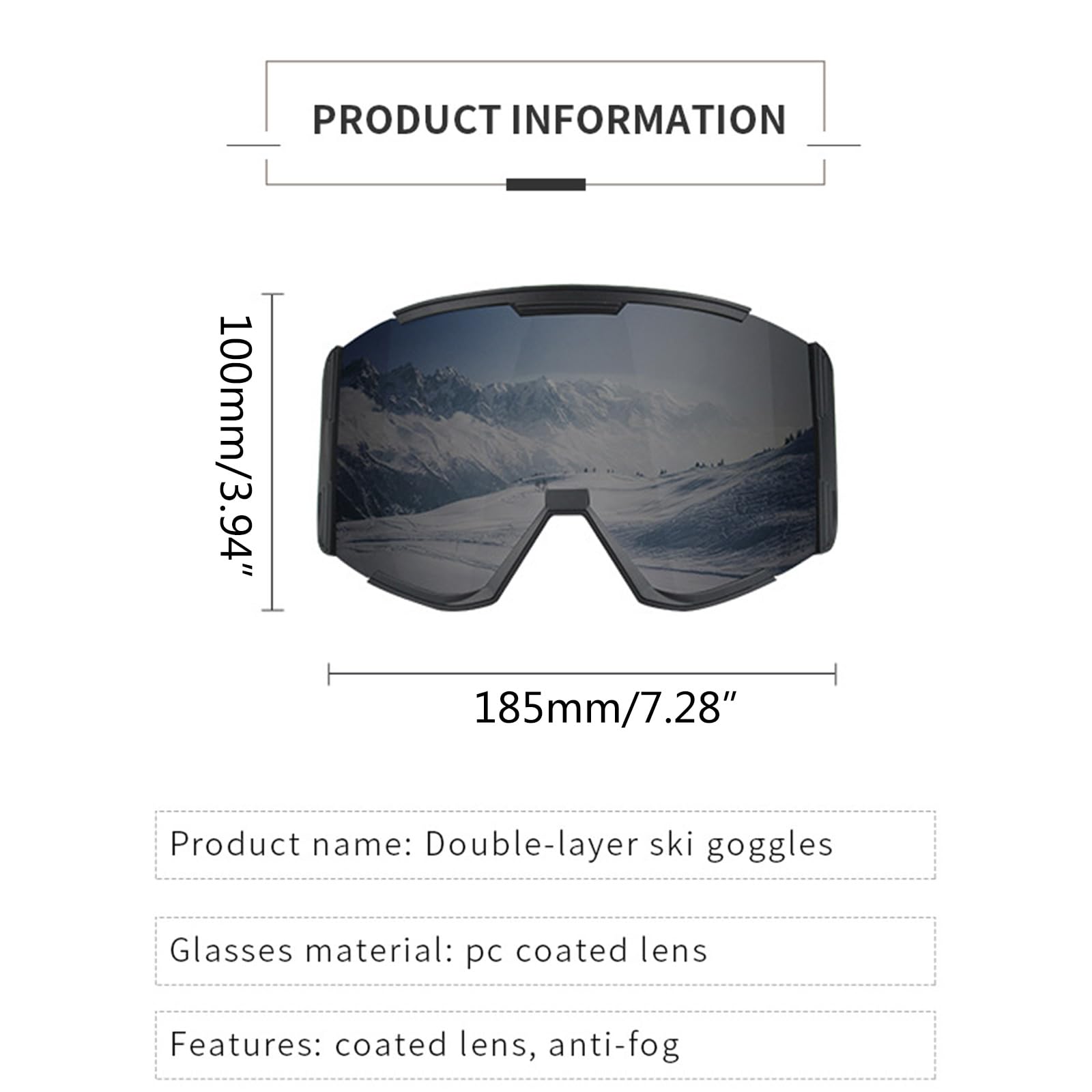Occhiali protettivi UV Anti Fog Wide Vision Occhiali da sci per uomo donna antigraffio sopra gli occhiali da neve Gliding Eyewear