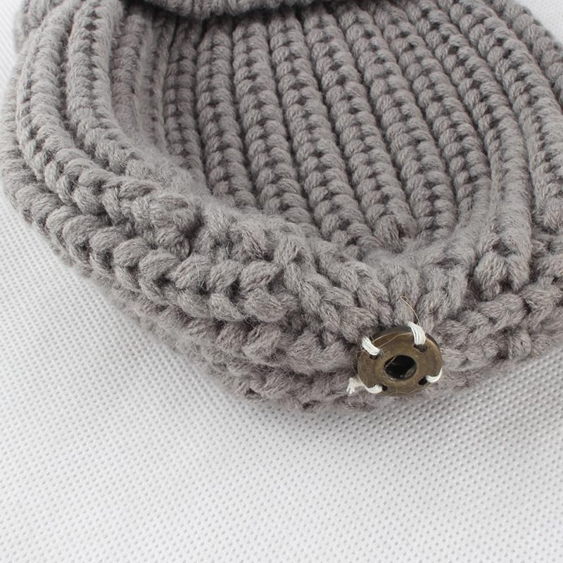 Kids' Raccoon Fur Pom Pom Hat & Scarf Set, Soft Knit Beanie with Genuine Fur Ball & Matching Scarf