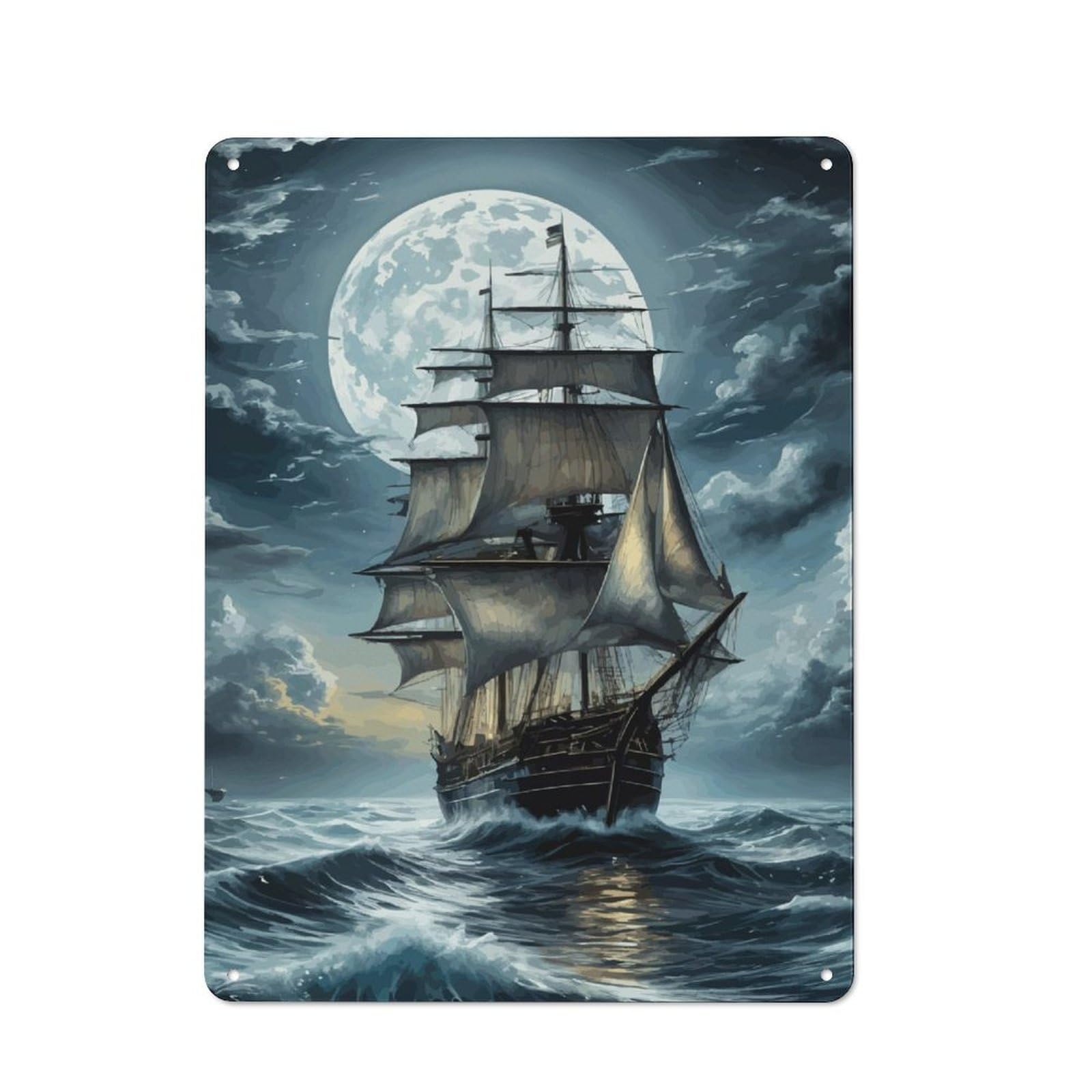 Junmoney Full Moon Retro Tin Sign 40X30cm Featuring For Bar Or Restaurant, For Metal Sign Collectors, For Garage And Workshop Walls