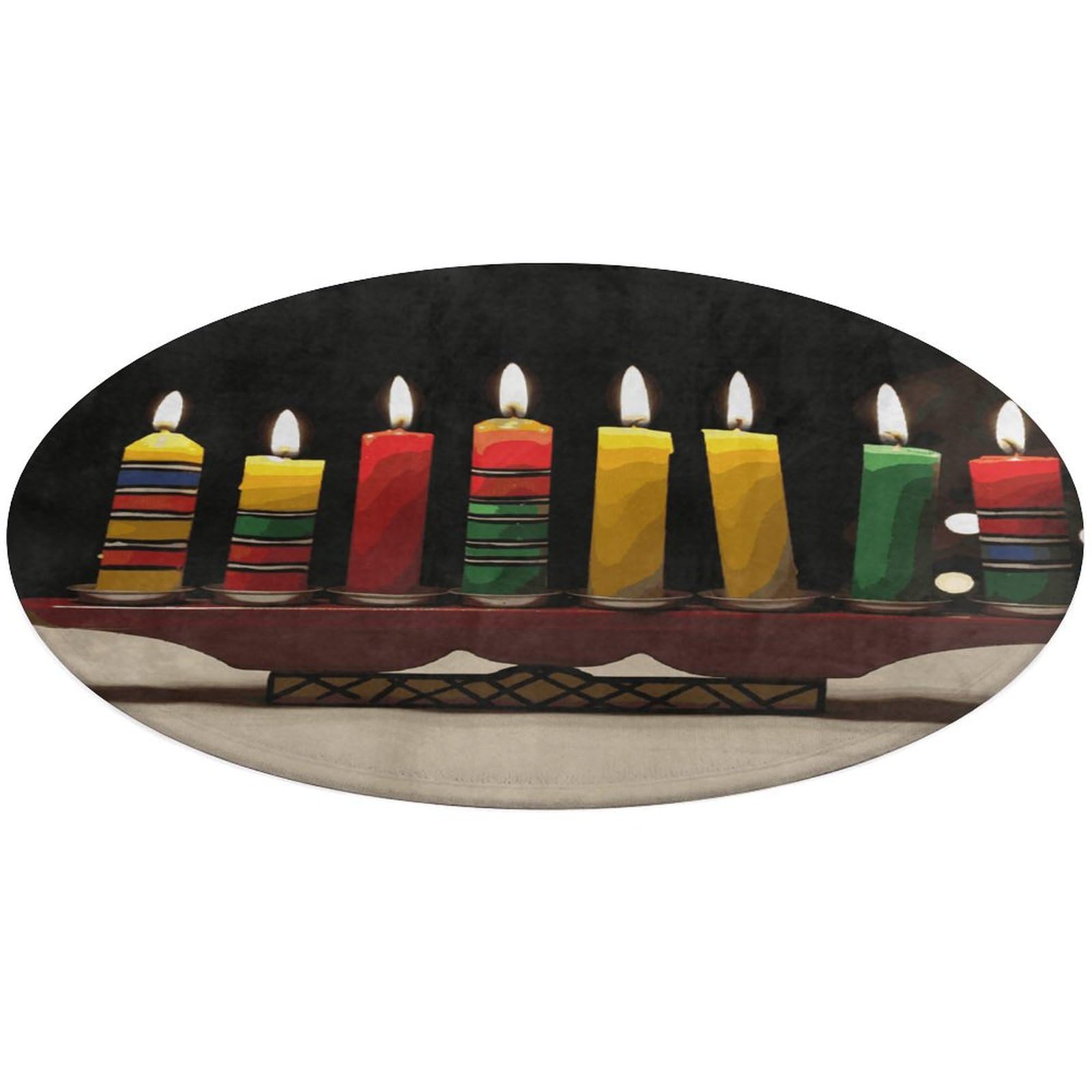 Tapis rond d'entrée Kwanzaa Candles idéal pour pas de porte et jardin
