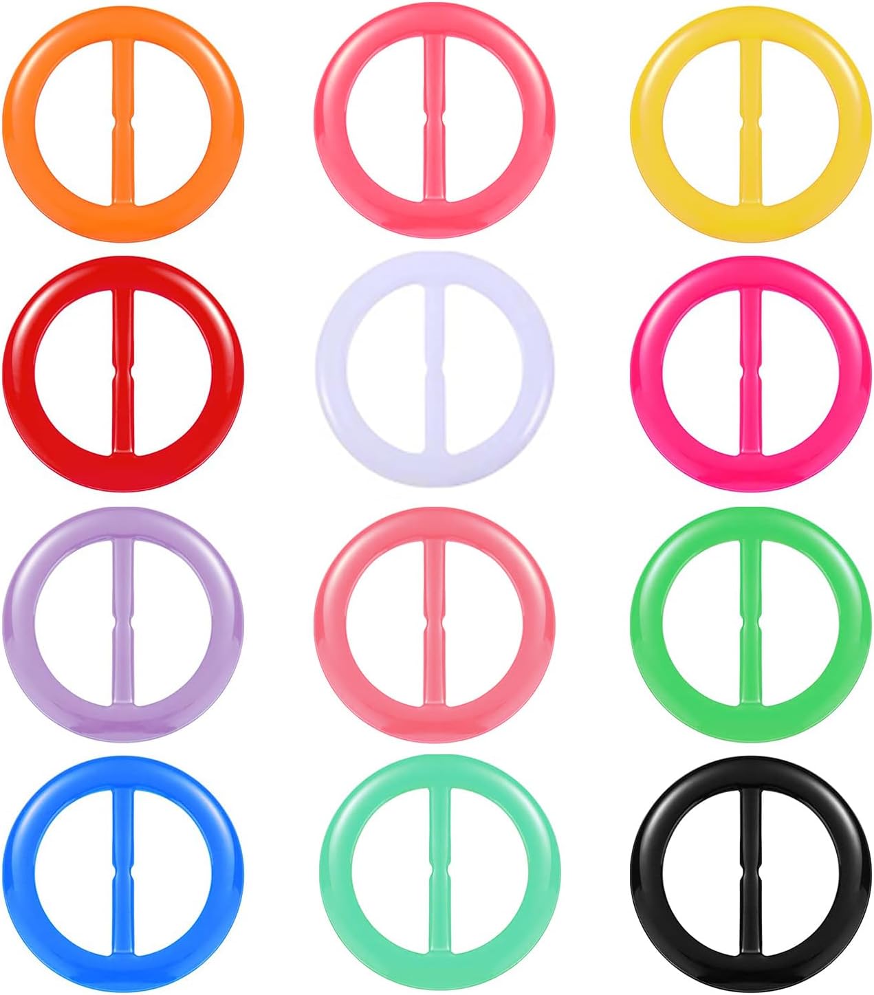 12PCS Silk Scarf Ring Clip T-shirt Tie Clips for Women Fashion Resin Ring Scarves Clasp Waist Buckle for Shirts Wrap Holder with 1 Exquisite Box 12 Colors (Rainbow Style)