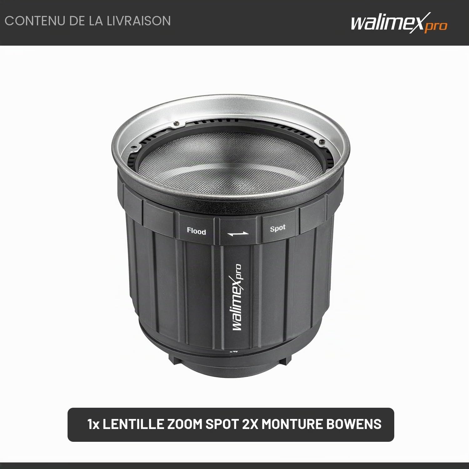 Walimex pro Lot de 2 Spots Zoom Bowens Mount - Spot réglable en continu de 12° à 40° - pour LED jusqu'à 350 W - Résistant à la Chaleur jusqu'à 100 °C - Compatible avec Les connecteurs Bowens/Walimex