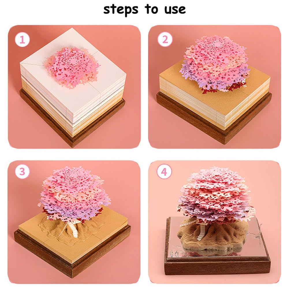 Rosa 3D-Papierschnitzkalender mit Baumhausmotiv