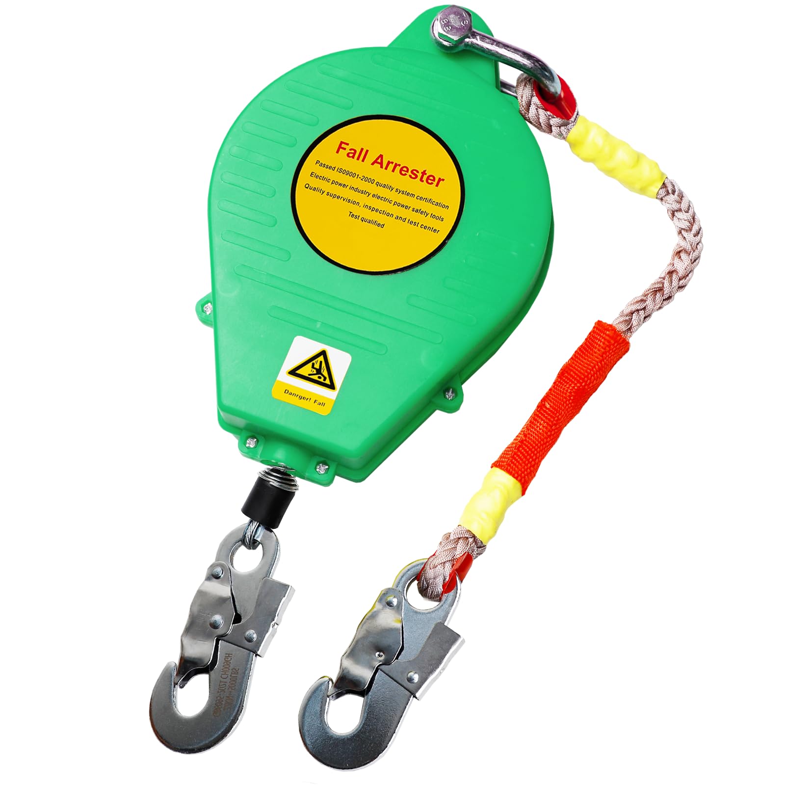 Dispositivo Anticaidas Retráctil, Linea de Vida Retractil Homologado 150 KG, Verde/Amarillo Arnés de Seguridad Anticaídas Retráctil 3-20m para Trabajos en Altura(Verde,10 metros)