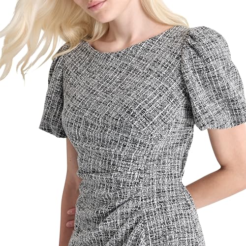 Image of DKNY Women's Short Sleeve Boat Neck Side Ruched Dress