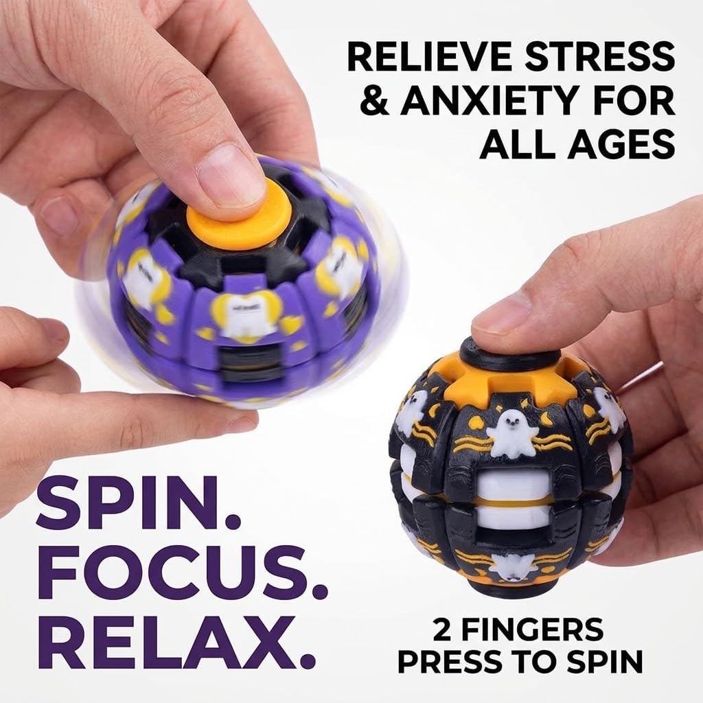 Halloween 3D Printed Adult Fidget Spinners 2 Pack (Orange+Purple) image 2