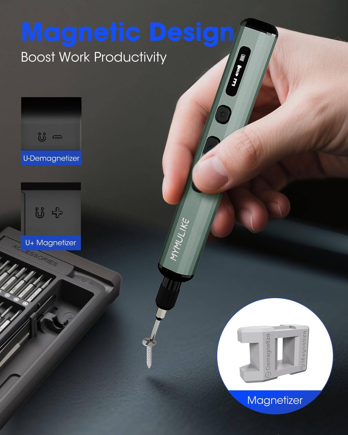 MYMULIKE Mini Electric Screwdriver Set, 78 in 1 Small Precision Screwdriver Kit, 65 Preicison Bits, 5 Torque Settings - Image 3