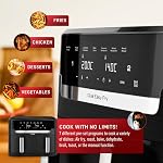 T-fal XXL Dual Air Fryer, 11.6 Quart, 7 in 1 cooking programs, dual basket air fryer, airfryer, extra crisp, roast, bake, reheat, dehydrate, sync mode, Dishwasher Safe components, Black