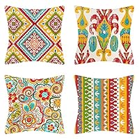 Joymaison Kissenbezüge 4er Set - 45x45cm, Gänseblümchen Design, Polyesterleinen