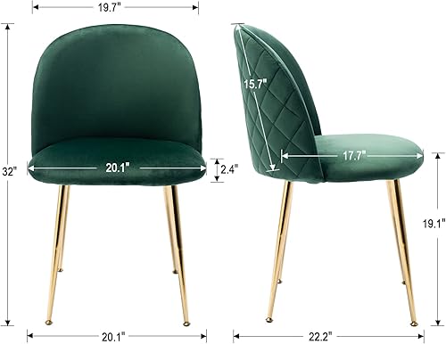 Miniatura 2 de Kmax Sillas de comedor modernas de terciopelo, sillas tapizadas para sala de estar, sillas decorativas doradas para comedor, cocina, tocador, juego