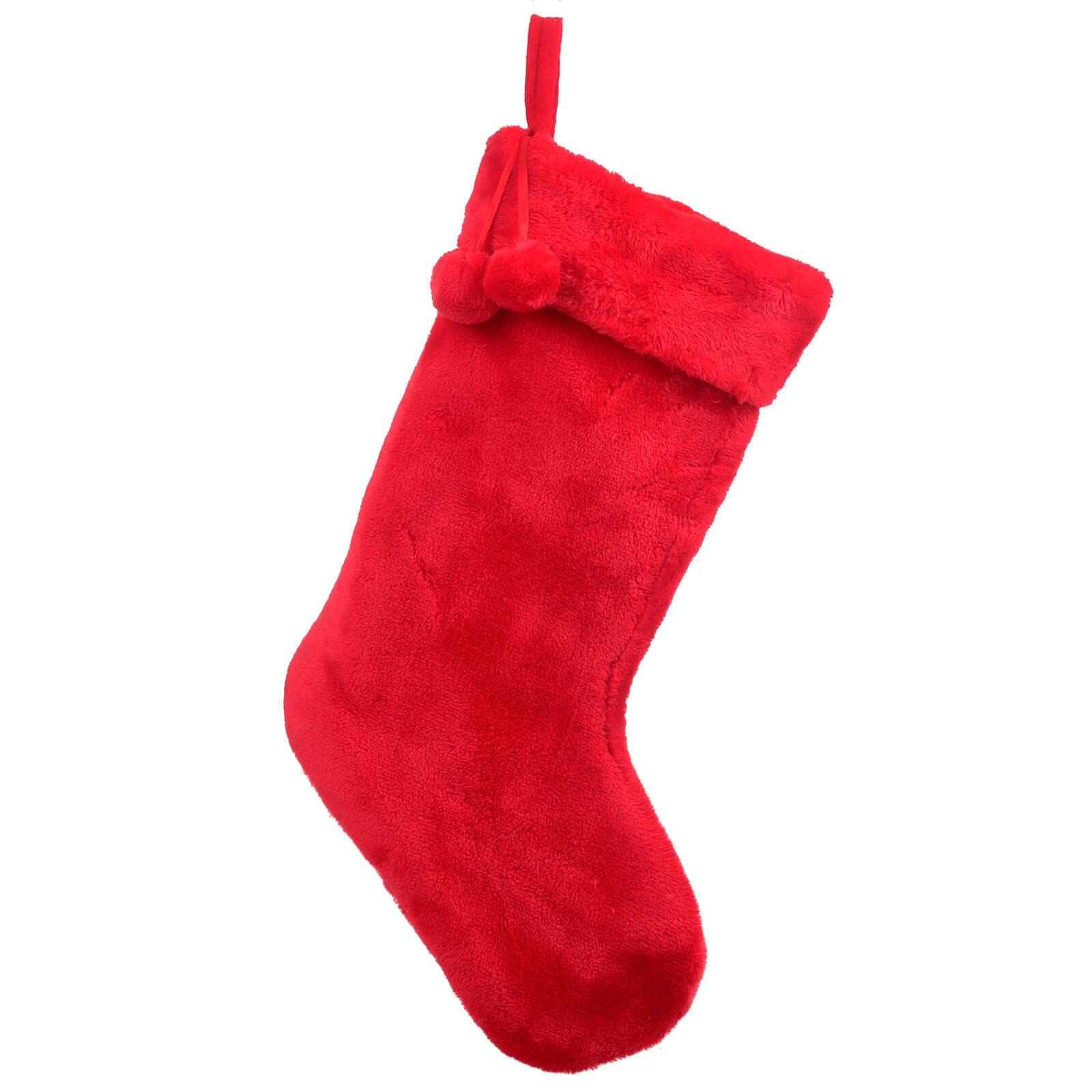 Mr Crimbo Red Christmas Stocking Luxury Faux Fur Hanging Decoration 60Cm