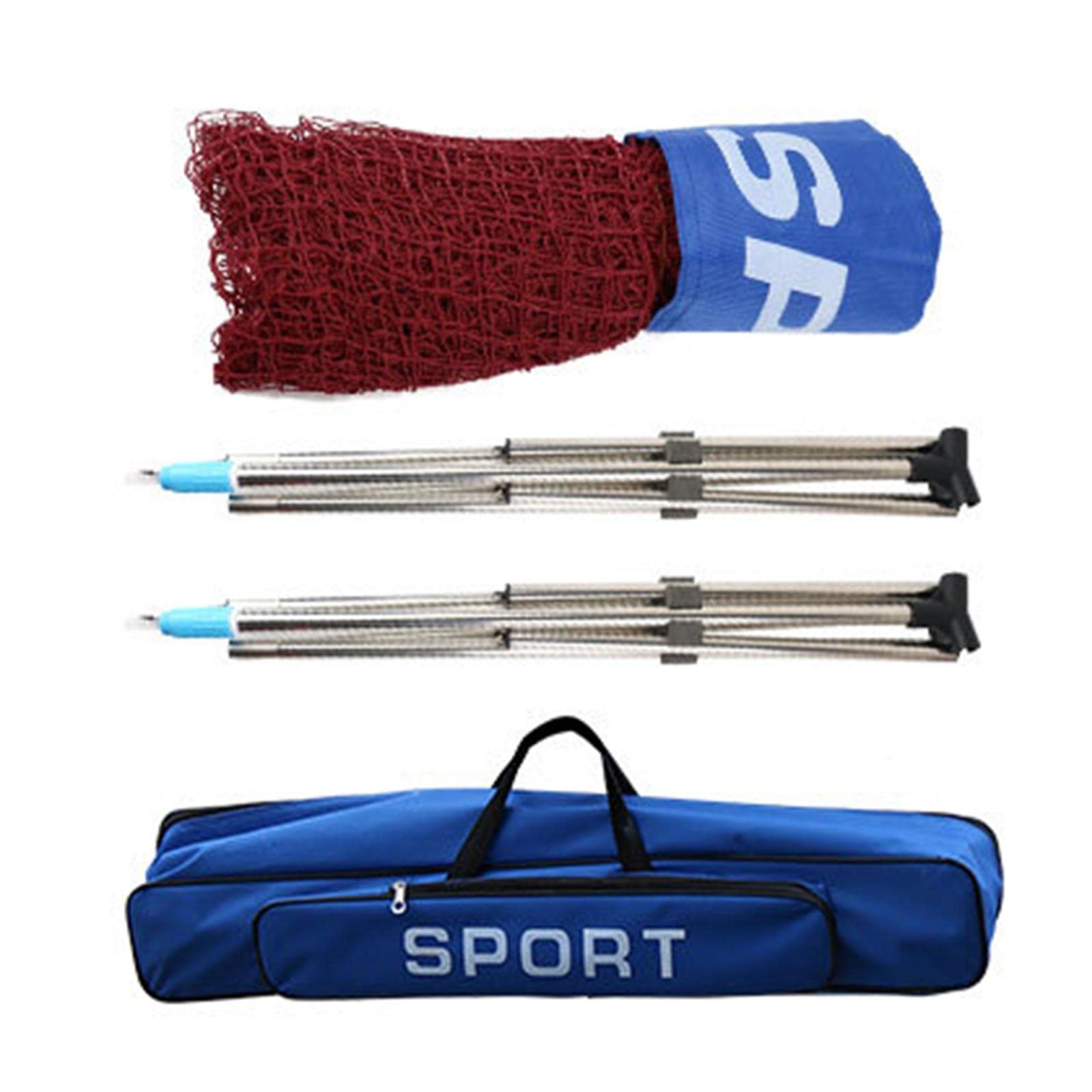 Set di reti da Badminton 6 Set da Badminton Incluso Borsa da Trasporto Set da Rete da Tennis Rete da pallavolo Rete da Badminton Resistente per Cortile Regolabile per Campo per Adulti, Larghezza 3,1