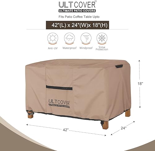 Miniatura 8 de ULTCOVER Funda para mesa auxiliar de patio, impermeable, rectangular, para exteriores, pequeña, 48 x 26 x 18 pulgadas