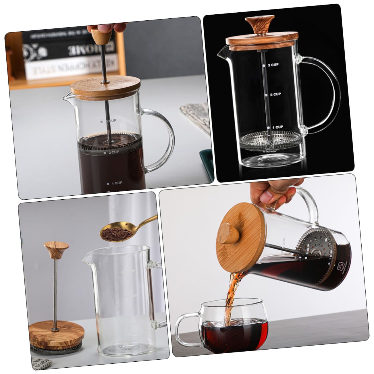 PRETYZOOM Glass Coffee Press Stovetop Tea Kettle Strainer Easy to Use for Kinds of Tea