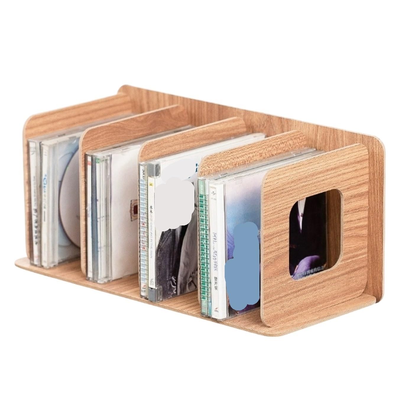 MRKU Record Holder CD Display Stand Organizer Storage Home Wood Stackable Media For Countertop Organization