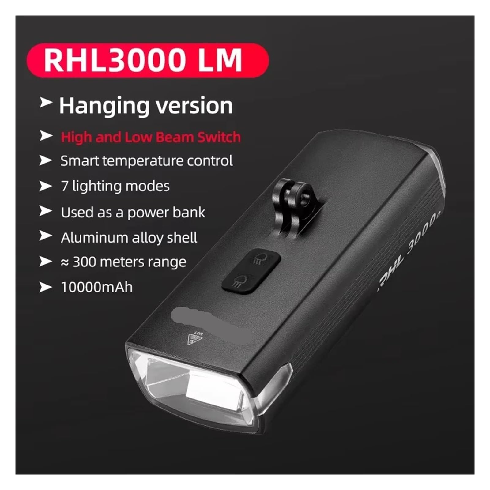 1 luz Delantera de Bicicleta de Alto Brillo 3000LM 10000mAh