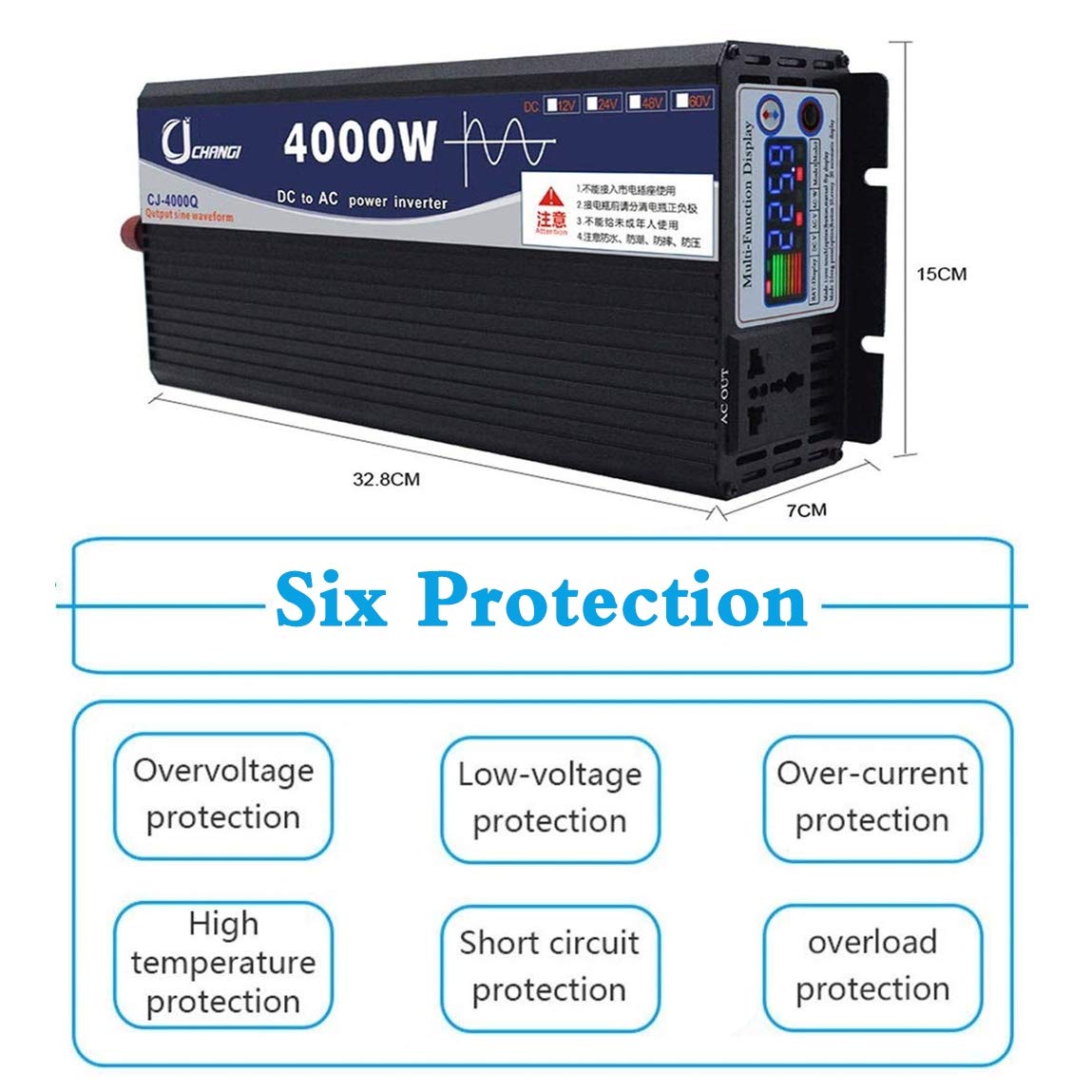 WGE Inversor De Onda Sinusoidal Pura DC 12V / 24V / 48V / 60V / 72V A AC 220-230V Inversor De Potencia De Alta Eficiencia 600W-6000W,4000w,48V