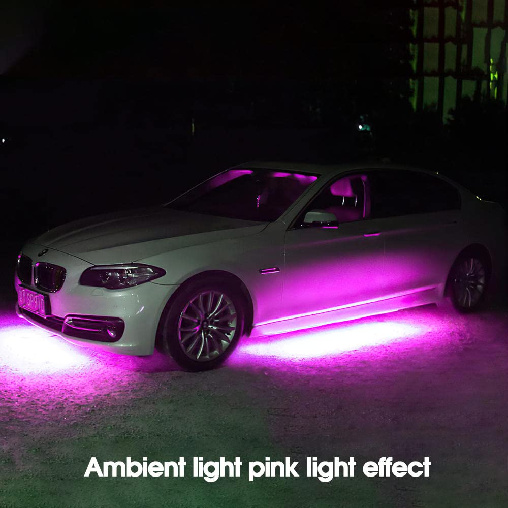 4PCS APP Control Car Flexible 12V LED Strip Ambiente decorativo LED RGB Under Car Glow Underbody Lights System Kit de luces de neón-60x2 y 180x2 cm