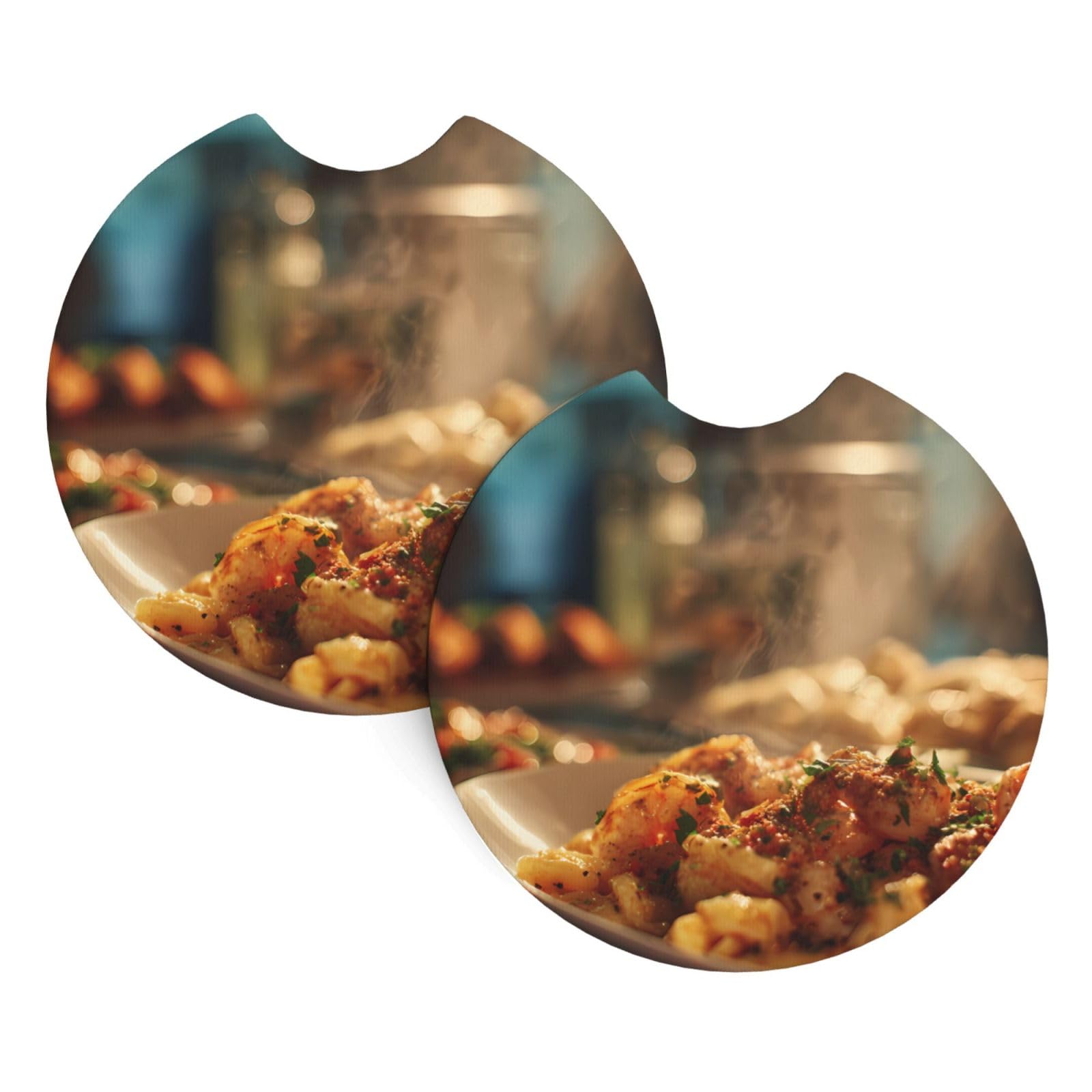 Delicious Restaurants Car Interior Cup Holder Pad 2 PCS Car Coasters Scratch-resistant Odorless for Most Cars