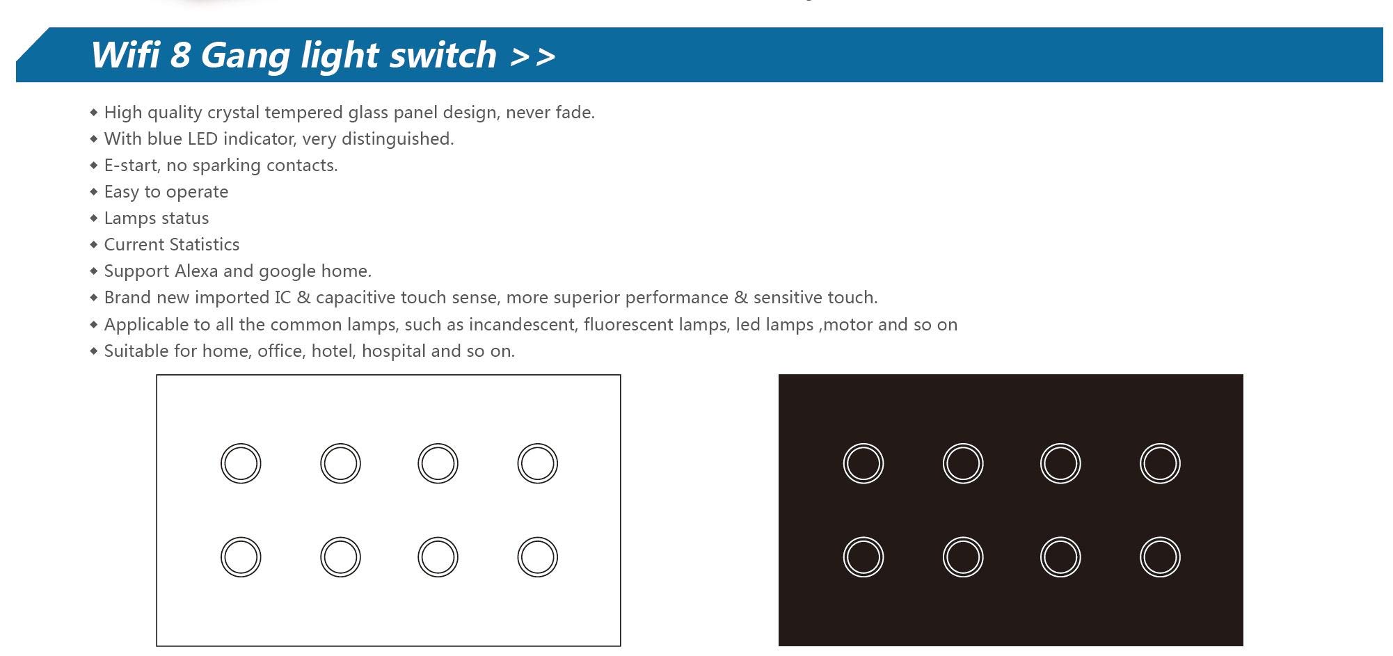 Protium Smart Touch Switch, Compatible with Alexa, Google Home, IFTTT & Smart life App (8 gang (10A/Gang), White) 4