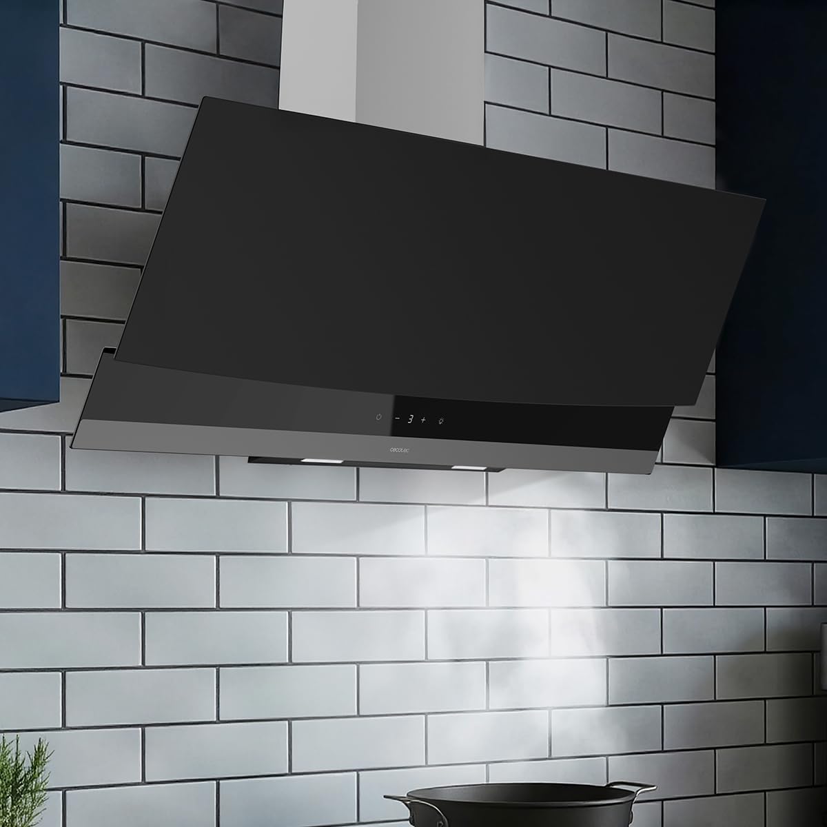 Cecotec Cappa Aspirante 90cm Decorativa Bolero Flux DT 904400 Matt Black A+++. Aspirazione 416,5m³/h, 3 Velocità, Basso Consumo, Motore DC, Controllo del Movimento e Touch, Vetro Opaco, Corpo Inox - 4